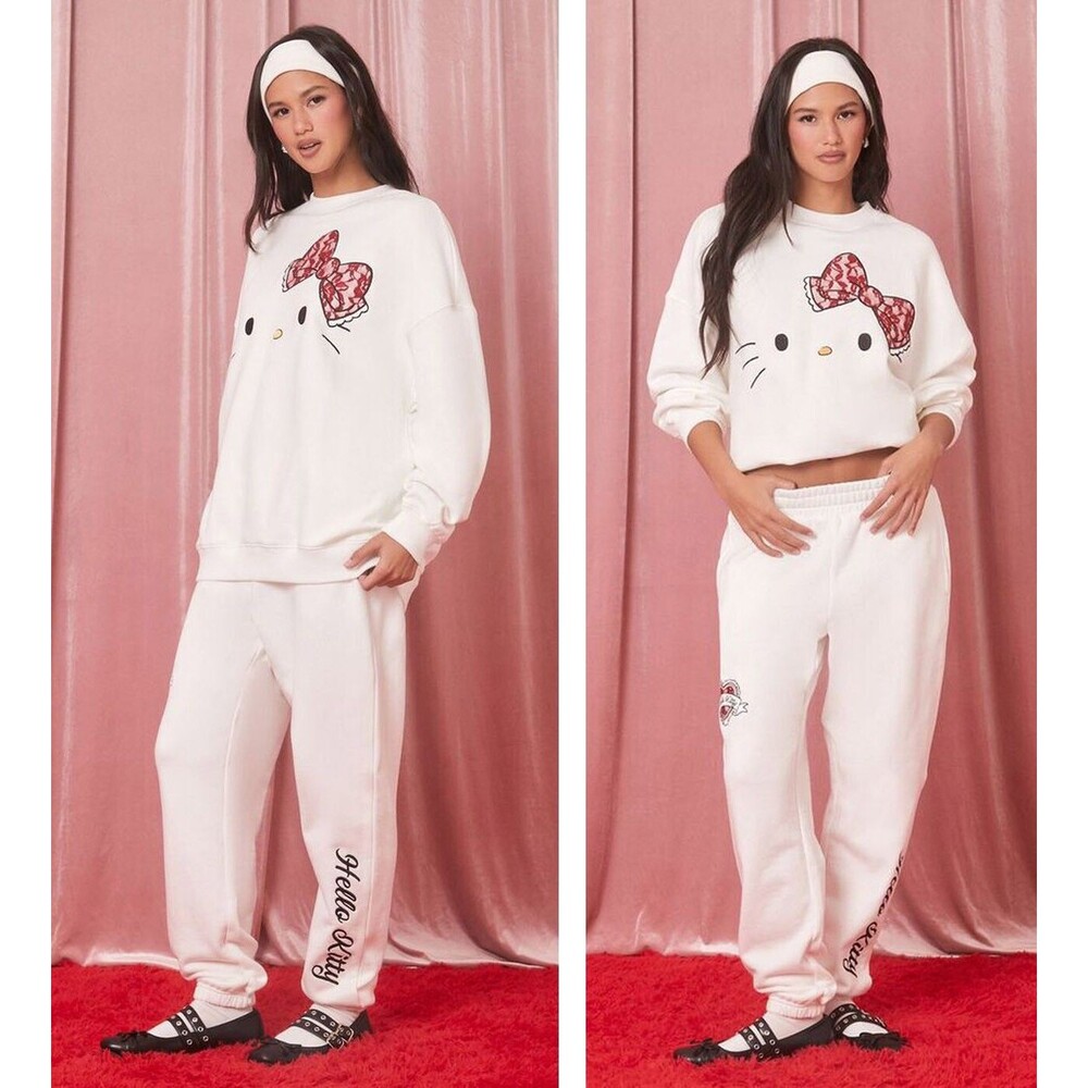 Women Small NEW Sanrio HeLLO KiTTY FoReVeR 21 Sweatshirt Pants Outfit Track Suit
